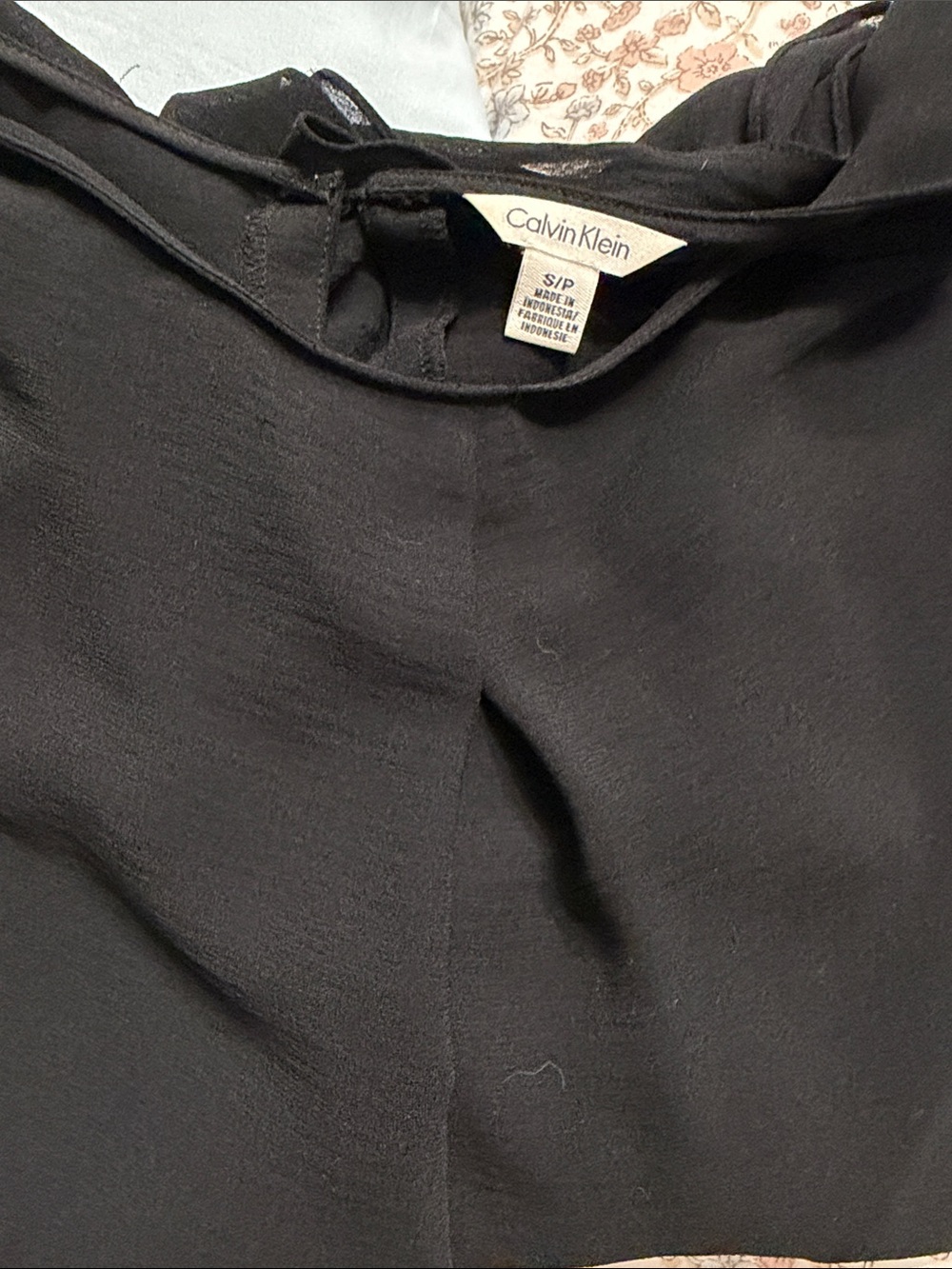 Calvin Klein Black sheer top with open sleeve detail